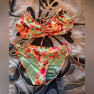 Aqua La Vie En Rose Floral Bikini Size L